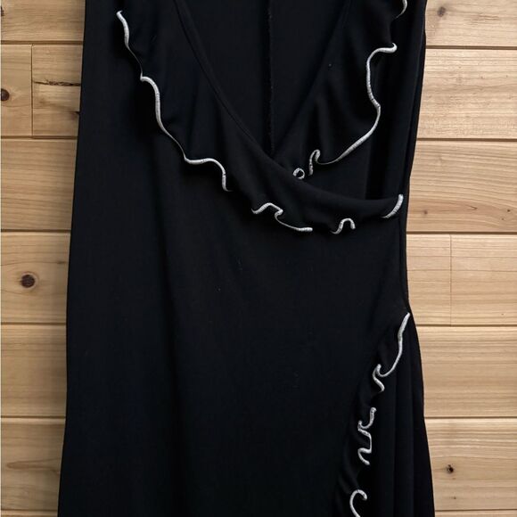 Y2K Vintage La Belle Size Medium White Ruffle Trim Sleeveless Dress Whimsigoth - Picture 6 of 11